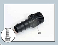 Male Straight Hose Connector 1/8 in. x 12 mm Black